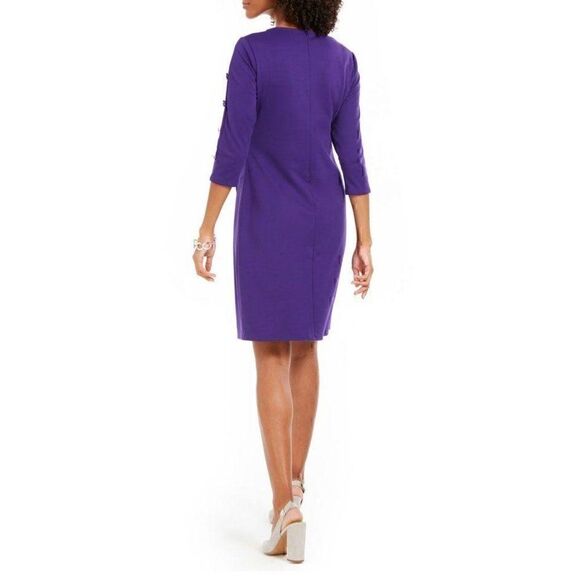 NY Collection Sheath Dress Petite Medium Purple PM Knit NEW - Picture 10 of 11